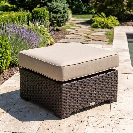 St. Kitts 26" Square Cushioned Ottoman - Lifeguard Ostrich - The Great Escape