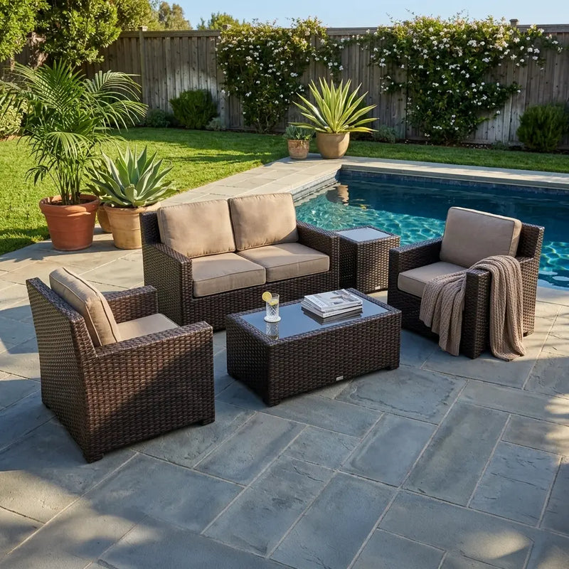 St. Kitts 5 Piece Lifeguard Ostrich Loveseat Chat Group - The Great Escape
