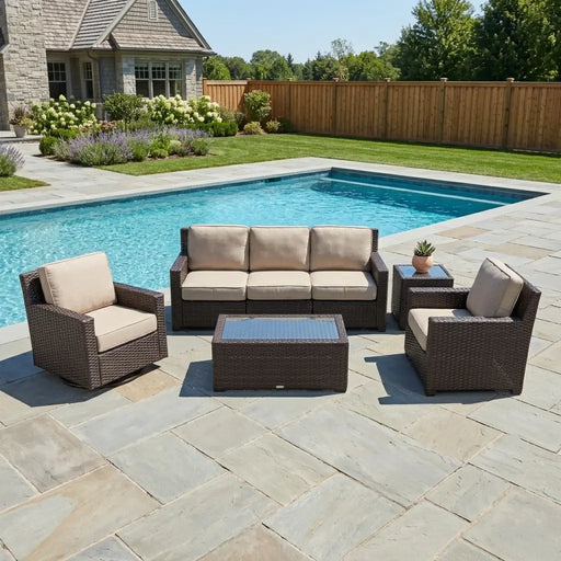 St. Kitts 5 Piece Lifeguard Ostrich Sofa Chat Group - The Great Escape