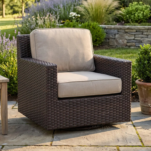 St. Kitts Cushioned Swivel Glider - Lifeguard Ostrich - The Great Escape