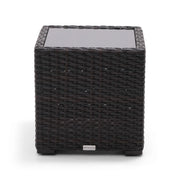 20" Square Woven End Table W/ Print Glass Roasted Pecan - The Great Escape