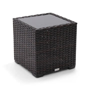 20" Square Woven End Table W/ Print Glass Roasted Pecan - The Great Escape