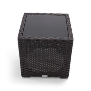 20" Square Woven End Table W/ Print Glass Roasted Pecan - The Great Escape