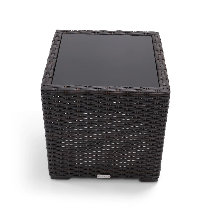 20" Square Woven End Table W/ Print Glass Roasted Pecan - The Great Escape
