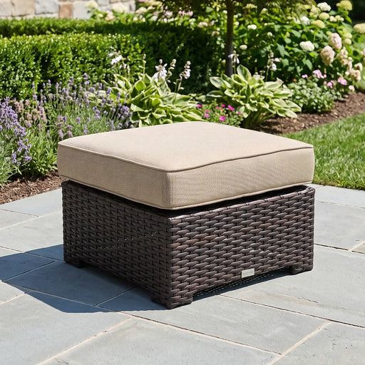 St. Kitts 26" Square Cushioned Ottoman - Mirage Latte - The Great Escape