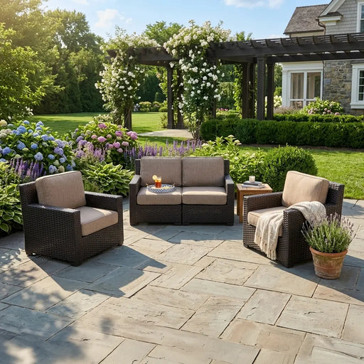 St. Kitts 3 Piece Mirage Latte Loveseat Group - The Great Escape