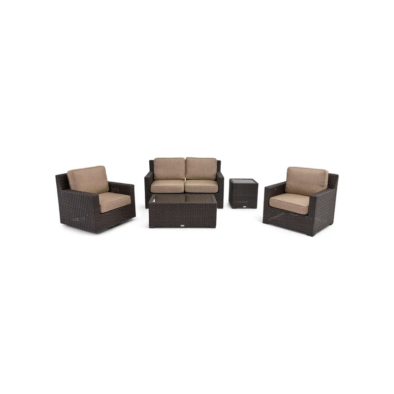 St. Kitts 5 Piece Mirage Latte Loveseat Chat Group - The Great Escape