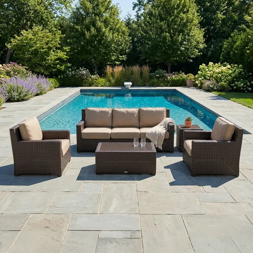 St. Kitts 5 Piece Mirage Latte Sofa Chat Group - The Great Escape