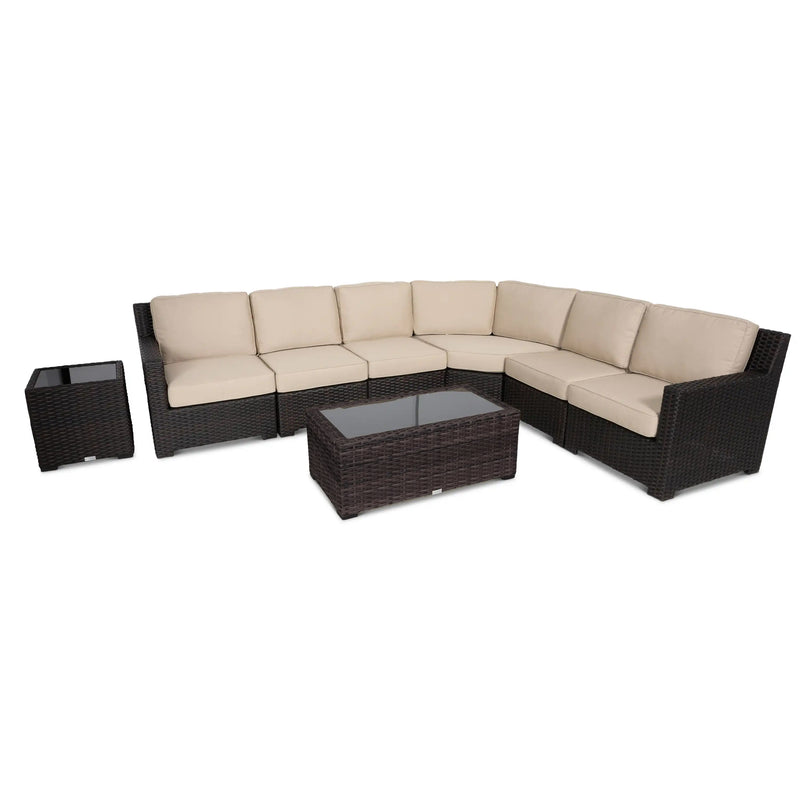 St. Kitts Brown Woven 8 Pc Sectional Group - The Great Escape