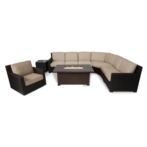 St. Kitts Woven 9 Piece Sectional Firepit Group - The Great Escape