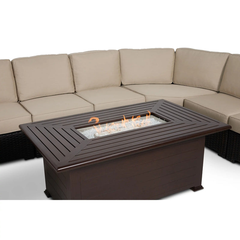 St. Kitts Woven 9 Piece Sectional Firepit Group - The Great Escape