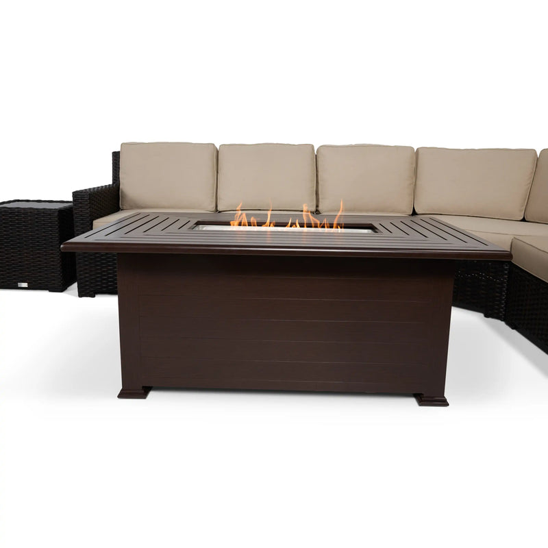 St. Kitts Woven 9 Piece Sectional Firepit Group - The Great Escape