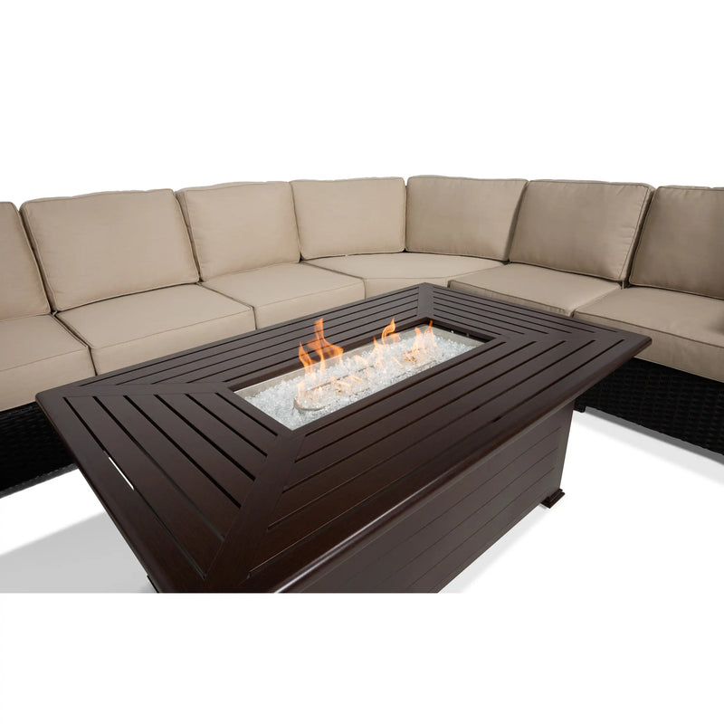 St. Kitts Woven 9 Piece Sectional Firepit Group - The Great Escape