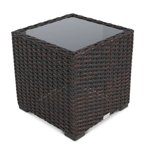 St Kitts 20 Inch Square End Table With Print Glass - The Great Escape