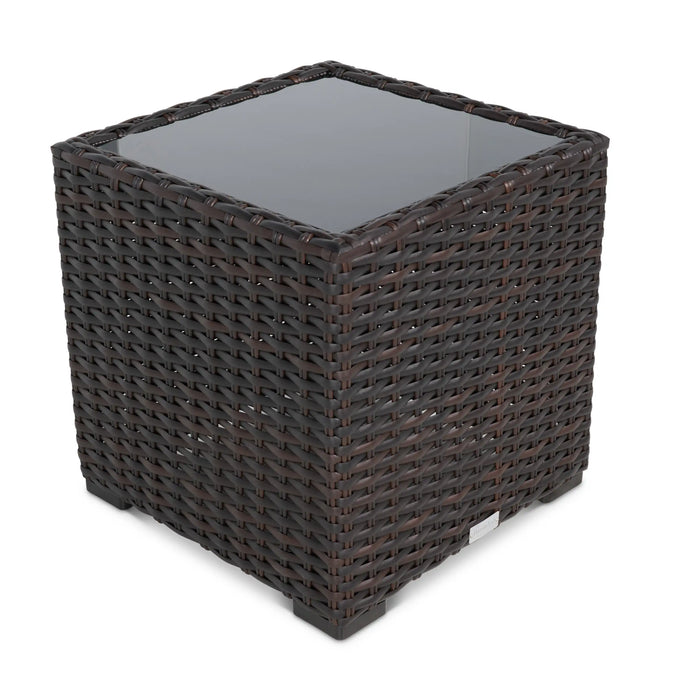 St Kitts 20 Inch Square End Table With Print Glass - The Great Escape