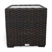 St Kitts 20 Inch Square End Table With Print Glass - The Great Escape