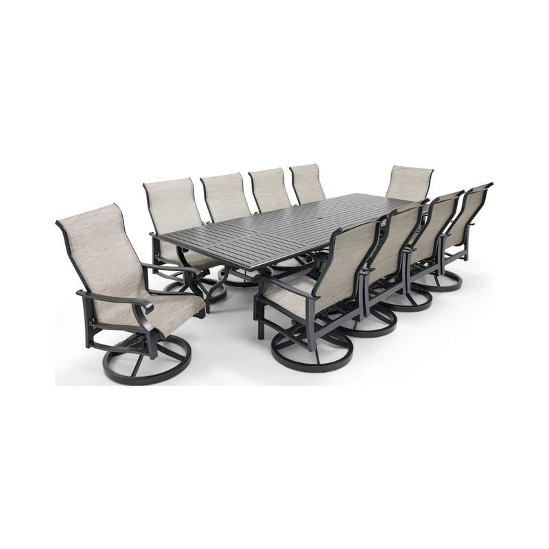 Stirling 11 Piece Sling Dining Group W/ 44"x112" Rect. Table - The Great Escape