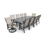 Stirling 11 Piece Sling Dining Group W/ 44"x112" Rect. Table - The Great Escape