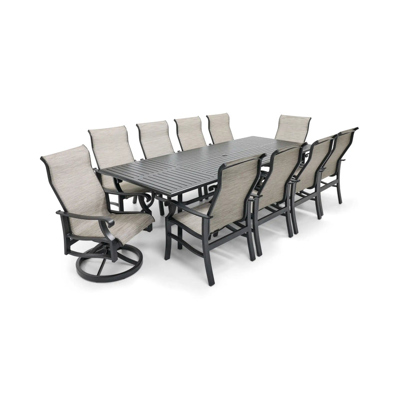 Stirling 11 Piece Sling Dining Group W/ 44"x112" Rect. Table - The Great Escape
