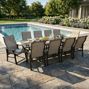 Stirling 11 Piece Sling Dining Group W/ 44"x112" Rect. Table - The Great Escape