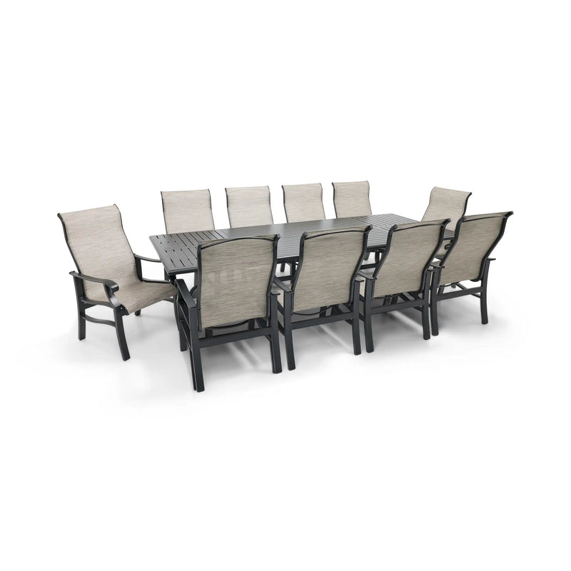 Stirling 11 Piece Sling Dining Group W/ 44"x112" Rect. Table - The Great Escape