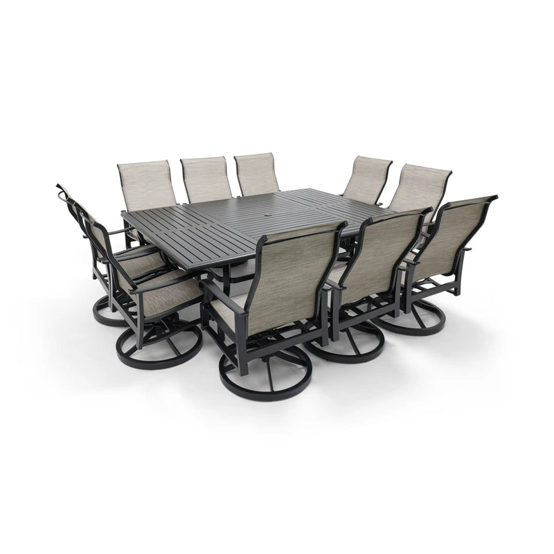 Stirling 11 Piece Sling Dining Group W/ 60"x84" Rect. Table - The Great Escape