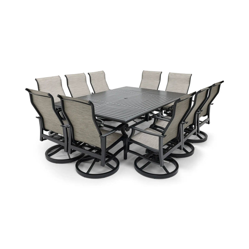 Stirling 11 Piece Sling Dining Group W/ 60"x84" Rect. Table - The Great Escape