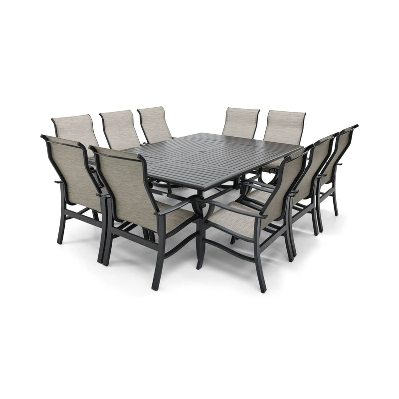Stirling 11 Piece Sling Dining Group W/ 60"x84" Rect. Table - The Great Escape