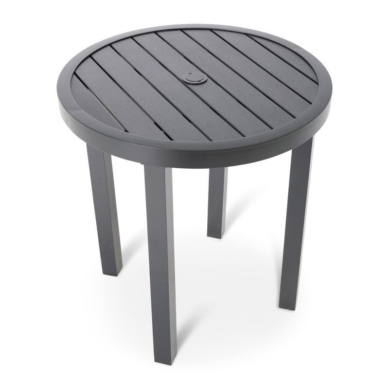 28" Round Black Poly Plank Bistro Table  - The Great Escape