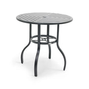 42 Inch Round Black Farnham Slat Bar Height Table - The Great Escape