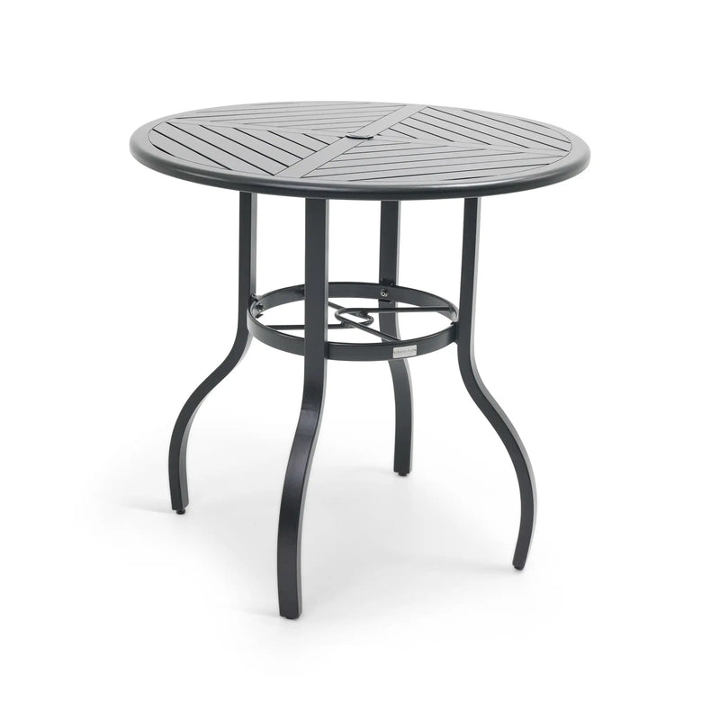 42 Inch Round Black Farnham Slat Bar Height Table - The Great Escape