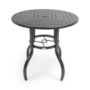 42 Inch Round Black Farnham Slat Bar Height Table - The Great Escape