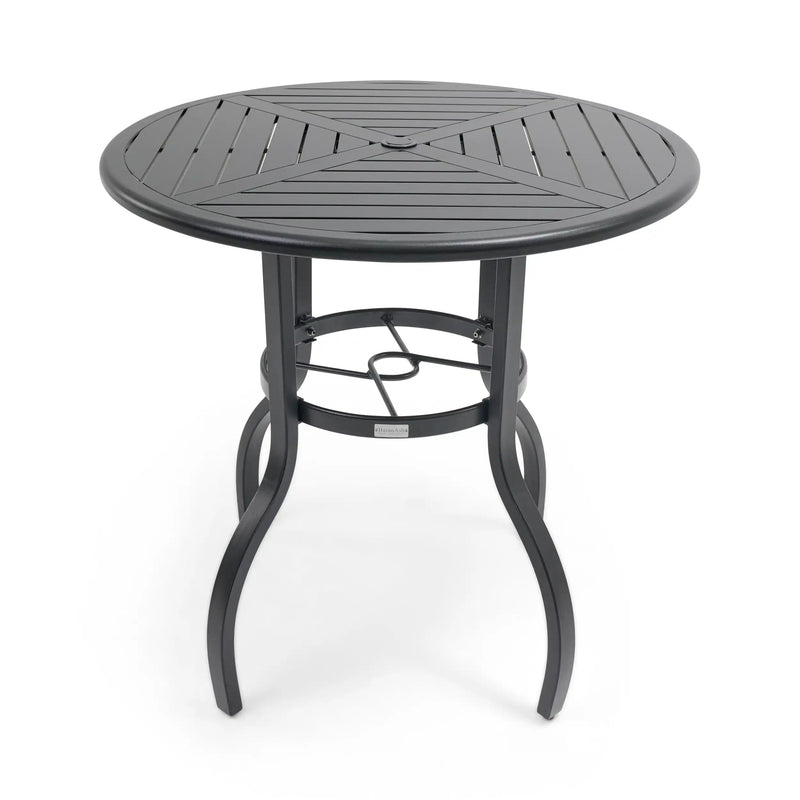42 Inch Round Black Farnham Slat Bar Height Table - The Great Escape