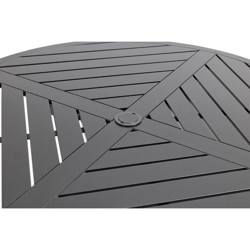 42 Inch Round Black Farnham Slat Bar Height Table - The Great Escape