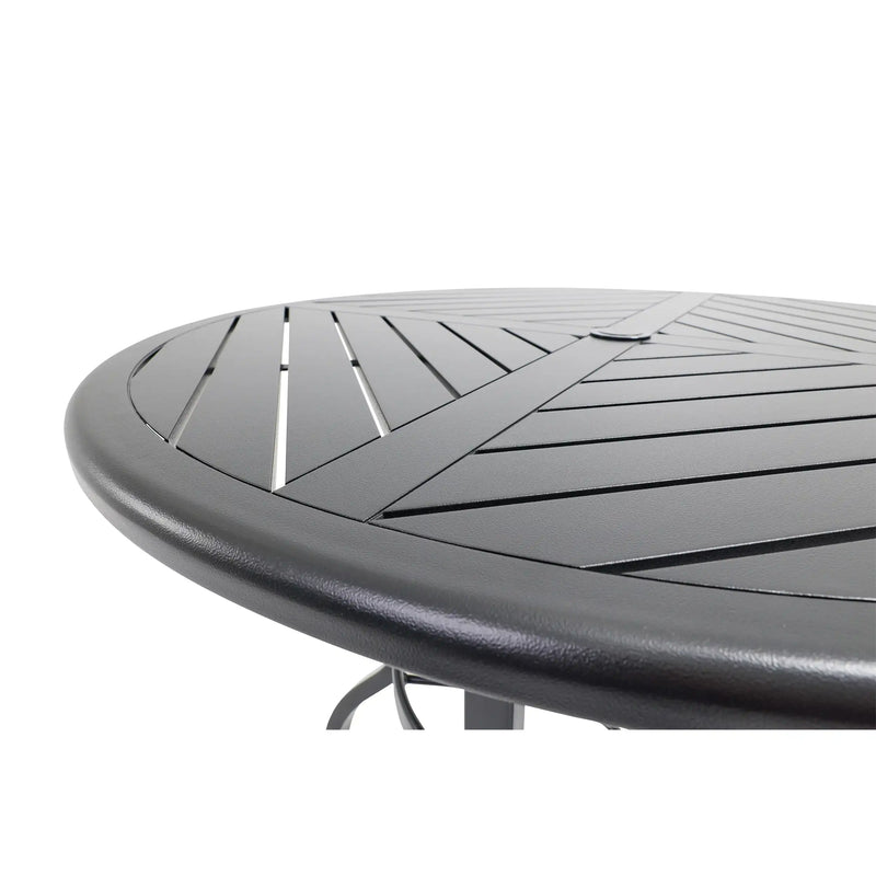 42 Inch Round Black Farnham Slat Bar Height Table - The Great Escape