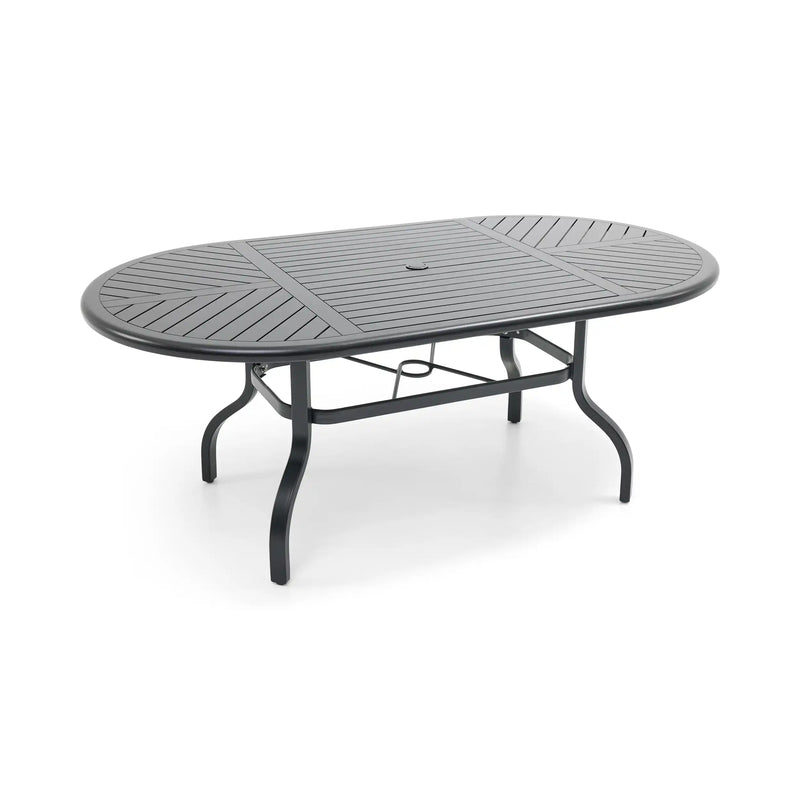 42x76 Inch Oval Black Farnham Slat Dining Table - The Great Escape