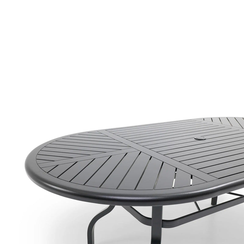 42x76 Inch Oval Black Farnham Slat Dining Table - The Great Escape