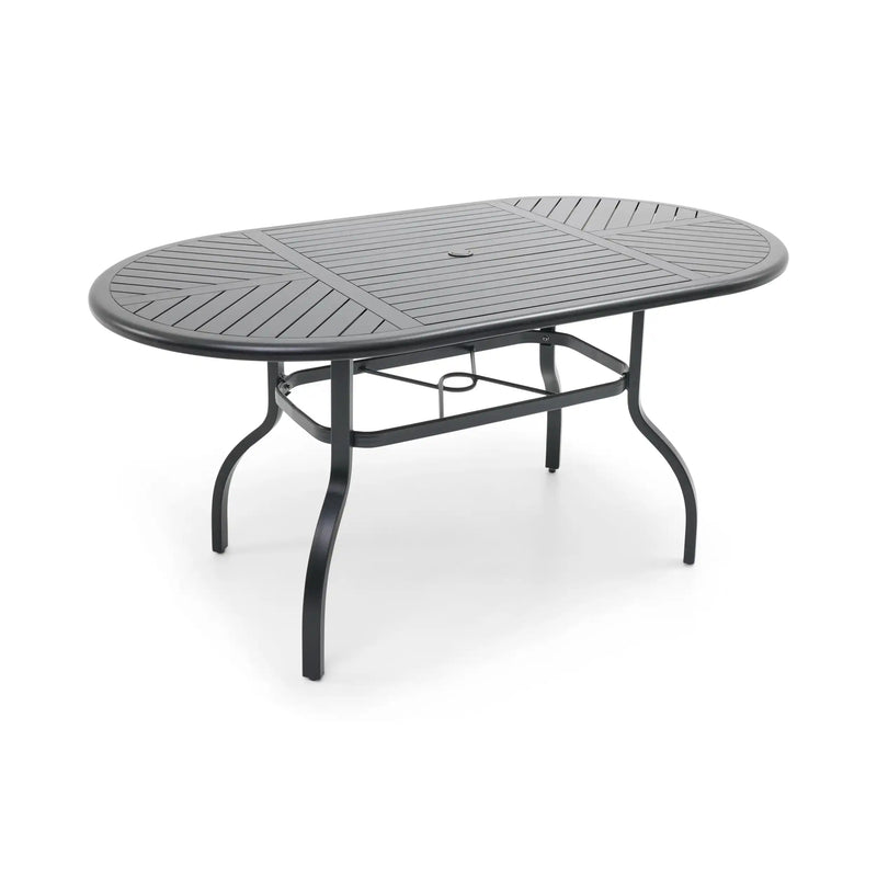 42x76 Oval Black Farmhouse Slat Counter Height Table - The Great Escape