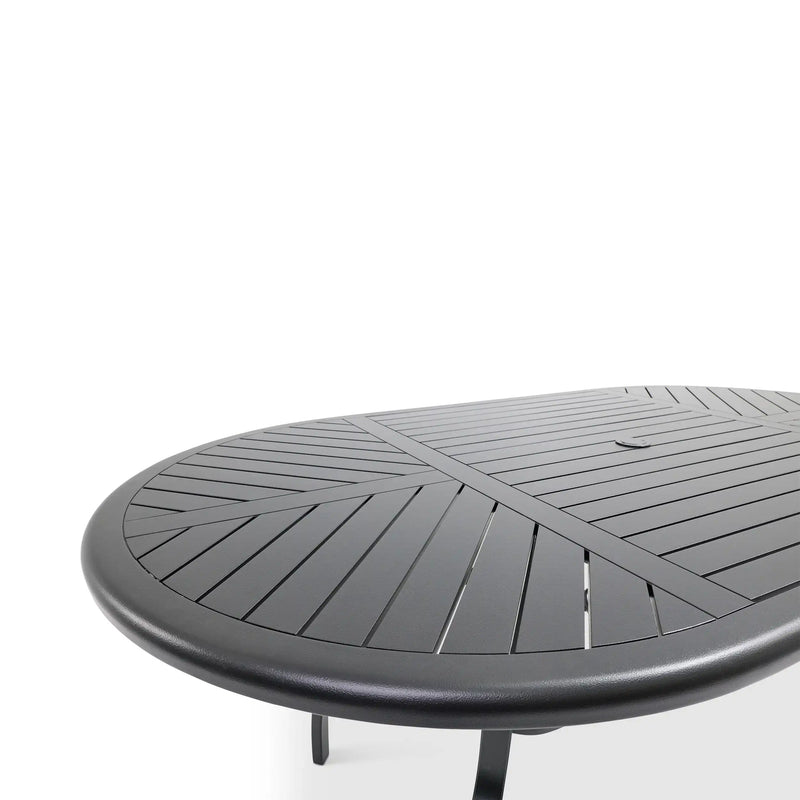 42x76 Oval Black Farmhouse Slat Counter Height Table - The Great Escape
