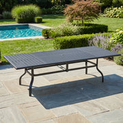 44x112 Inch Rectangle Black Farnham Slat Dining Table - The Great Escape