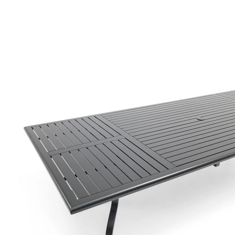 44x112 Inch Rectangle Black Farnham Slat Dining Table - The Great Escape