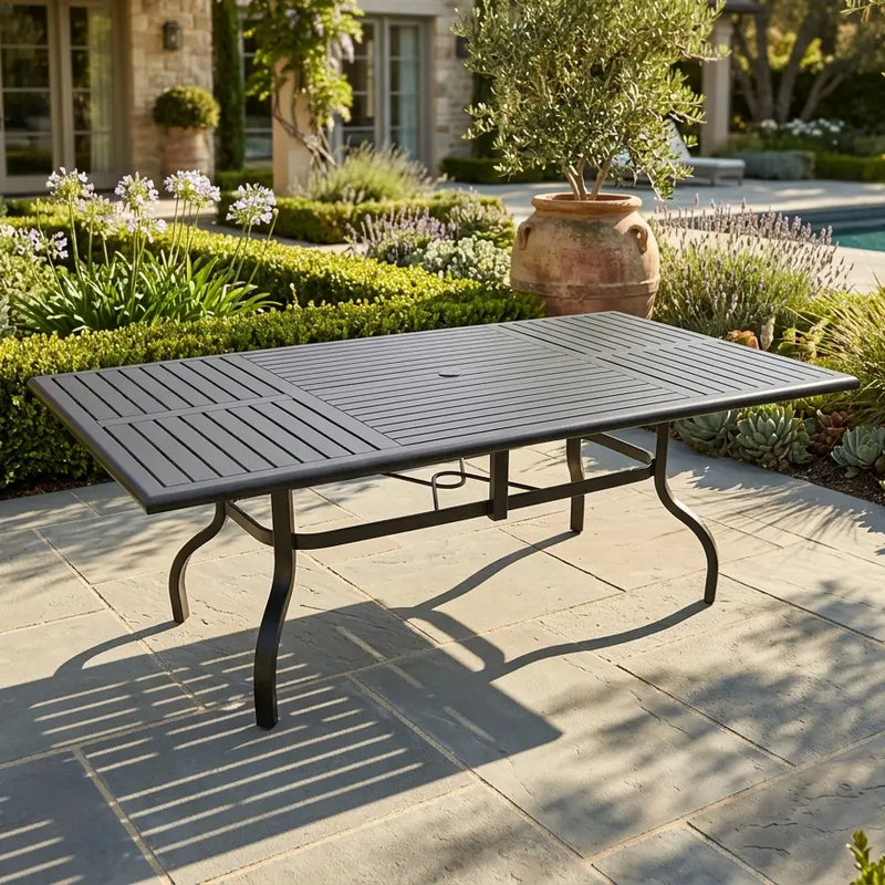 44x84 Inch Rectangle Black Farnham Slat Dining Table - The Great Escape