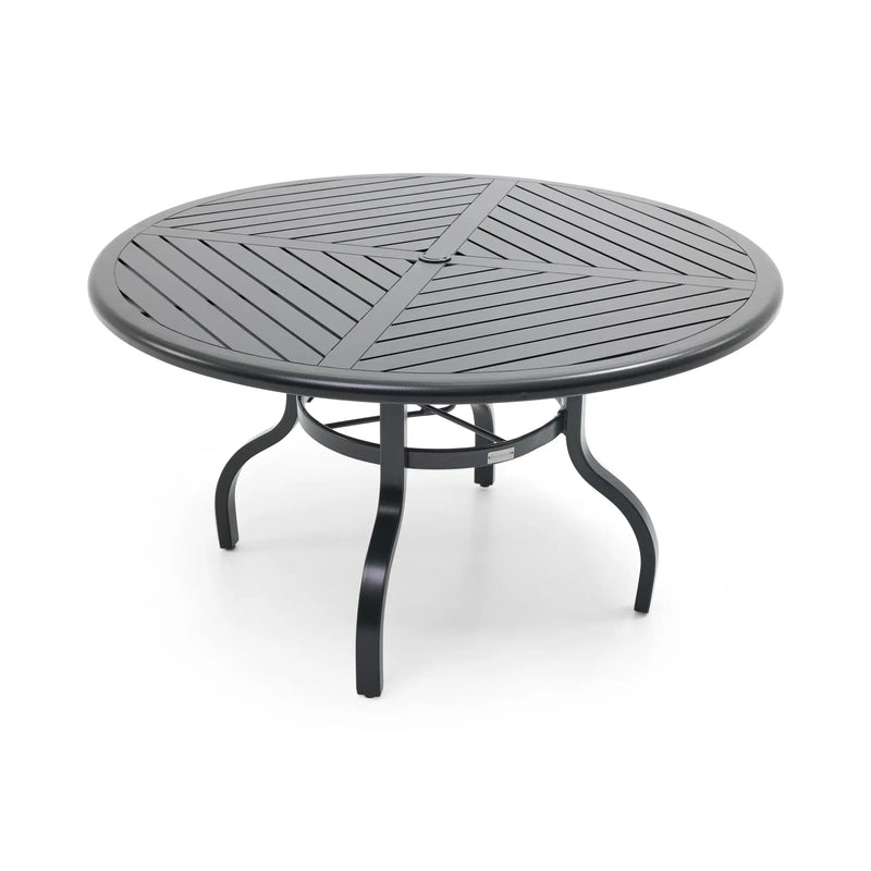 Stirling 54 Inch Round Black Farnham Slat Dining Table - The Great Escape