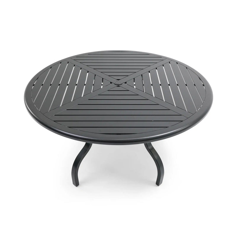 Stirling 54 Inch Round Black Farnham Slat Dining Table - The Great Escape