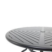Stirling 54 Inch Round Black Farnham Slat Dining Table - The Great Escape