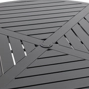 Stirling 54 Inch Round Black Farnham Slat Dining Table - The Great Escape