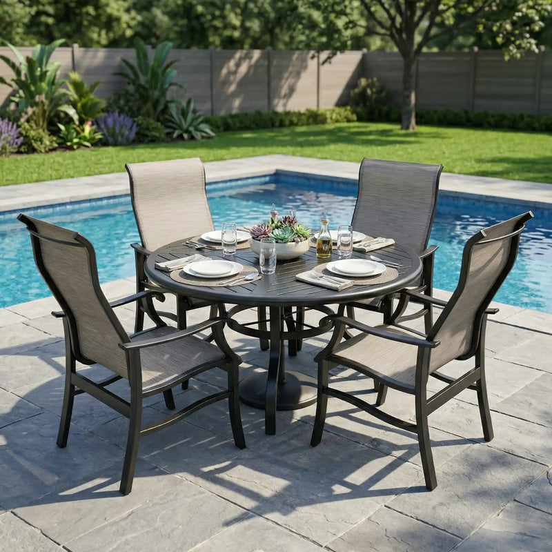 Stirling 5 Piece Sling Dining Group - The Great Escape