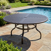60 Inch Round Black Farnham Slat Dining Table - The Great Escape