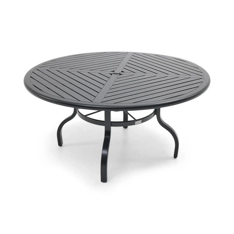 60 Inch Round Black Farnham Slat Dining Table - The Great Escape