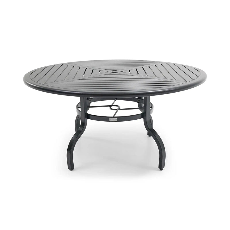 60 Inch Round Black Farnham Slat Dining Table - The Great Escape
